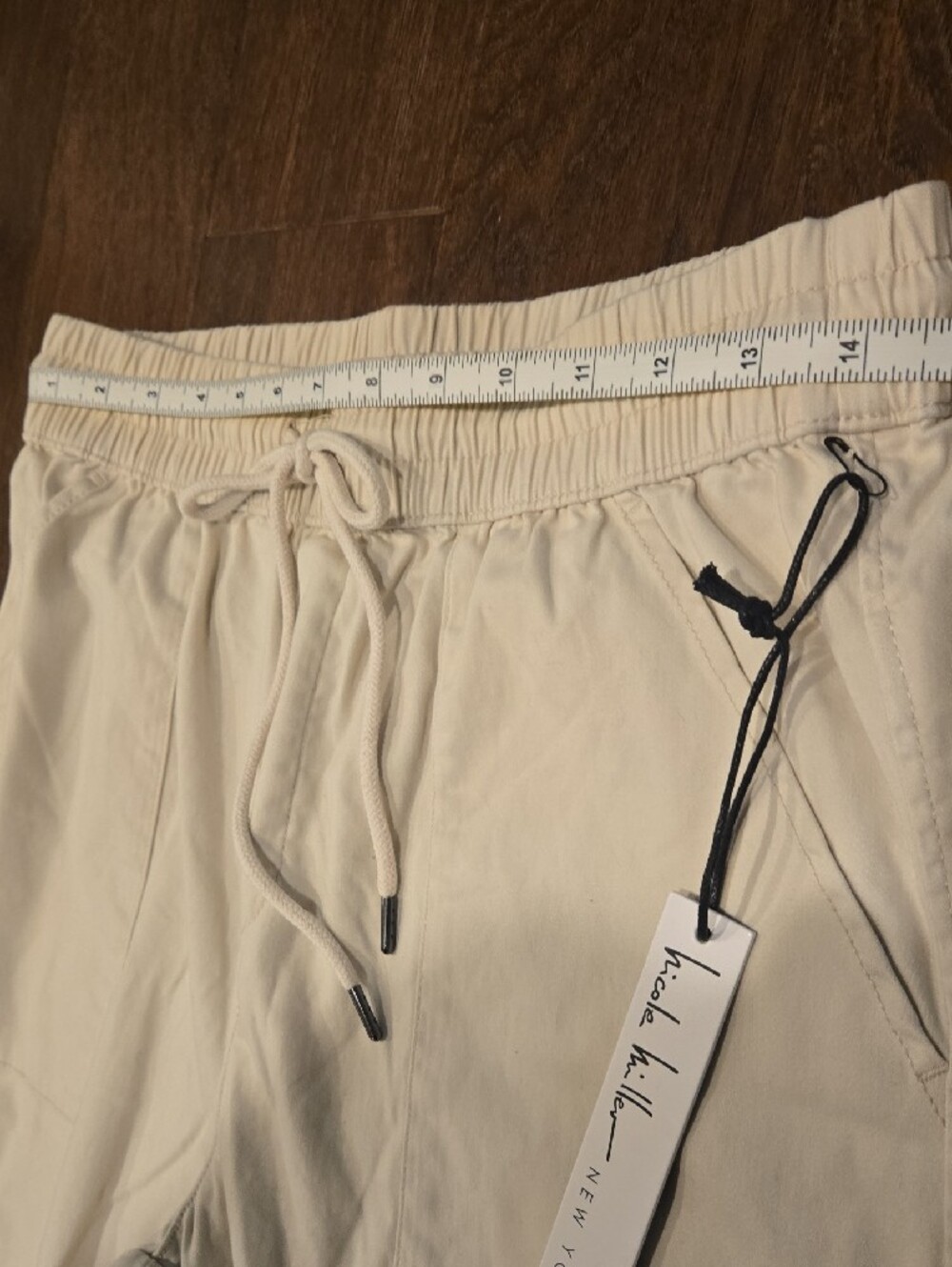⛱️Nicole Miller Cream Drawstring Elastic Waist Pants - Picture 7 of 11